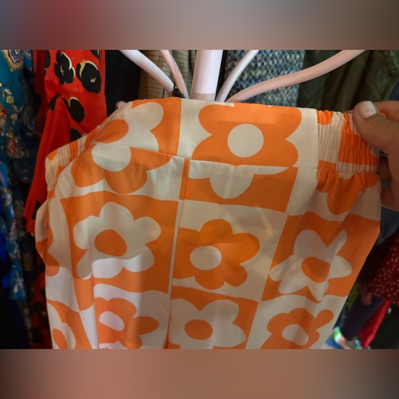 NWT Floral Orange Set. Shirt Buttons Down $ Wide Leg Pant. S, M, L, XL and XXL. - Picture 13 of 16